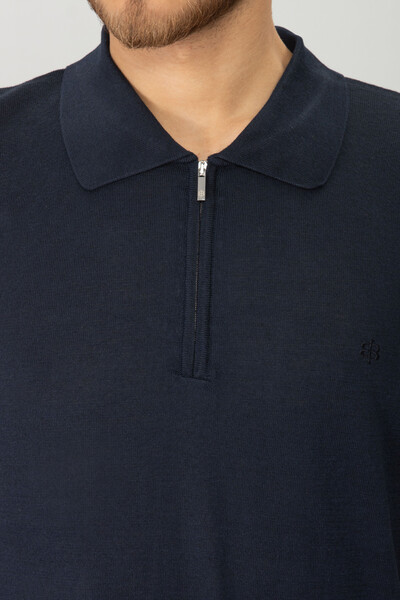 BELFOR - BASIC POLO YAKA FERMUARLI TRIKO TSHIRT LACİVERT BELFOR - BASIC POLO YAKA FERMUARLI TRIKO TSHIRT LACİVERT