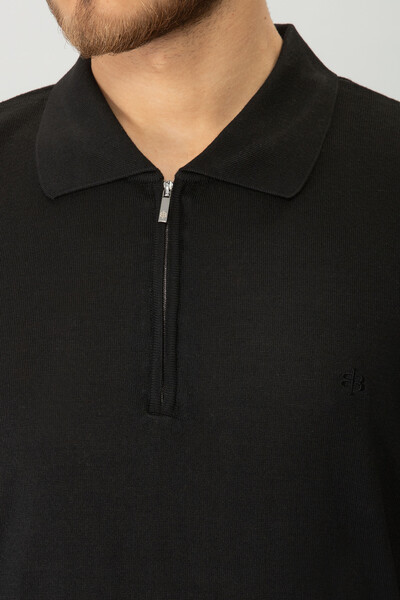 BELFOR - BASIC POLO YAKA FERMUARLI TRIKO TSHIRT SİYAH BELFOR - BASIC POLO YAKA FERMUARLI TRIKO TSHIRT SİYAH