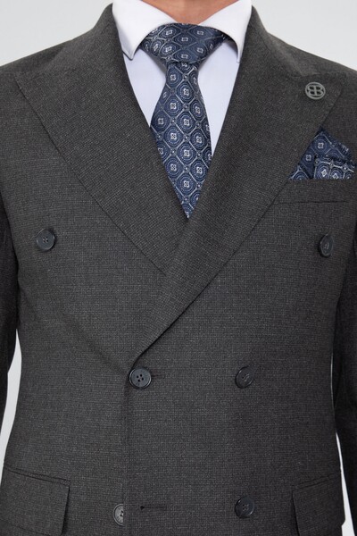 BELFOR - SLIMFIT BIRDEYE KRUVAZE TAKIM ELBISE GRİ