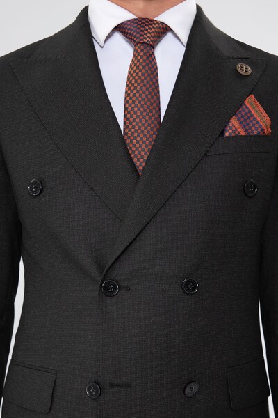 BELFOR - SLIMFIT BIRDEYE KRUVAZE TAKIM ELBISE SİYAH