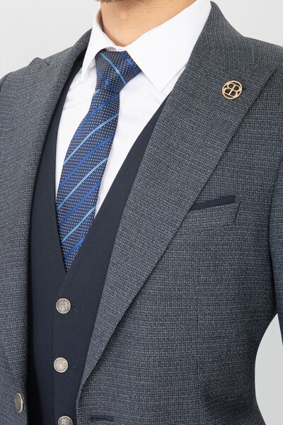 BELFOR - SLIMFIT BIRDEYE YELEKLI KOMBIN TAKIM ELBISE LACİVERT BELFOR - SLIMFIT BIRDEYE YELEKLI KOMBIN TAKIM ELBISE LACİVERT