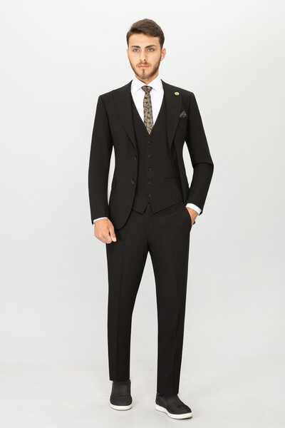 BELFOR - SLIMFIT BIRDEYE YELEKLI TAKIM ELBISE SİYAH BELFOR - SLIMFIT BIRDEYE YELEKLI TAKIM ELBISE SİYAH