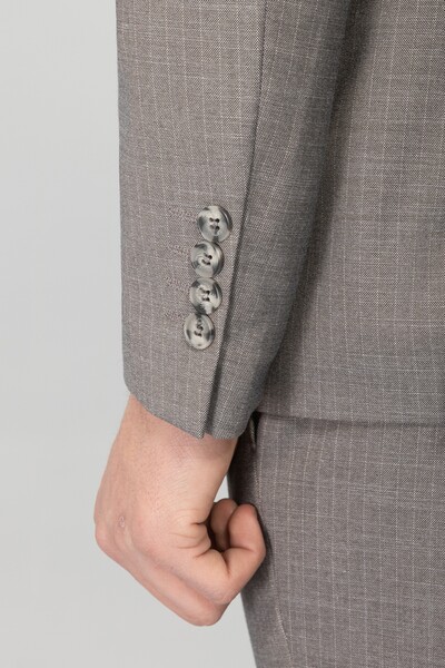 BELFOR - SLIMFIT CIZGILI KRUVAZE TAKIM ELBISE GRİ