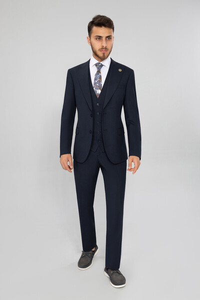 BELFOR - SLIMFIT DIAGONEL YELEKLI TAKIM ELBISE LACİVERT BELFOR - SLIMFIT DIAGONEL YELEKLI TAKIM ELBISE LACİVERT