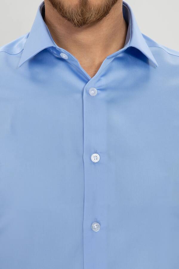 SLIMFIT DUZ GOMLEK MAVİ
