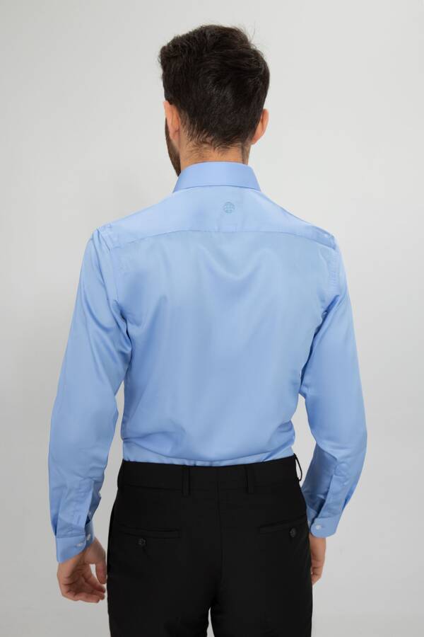 SLIMFIT DUZ GOMLEK MAVİ