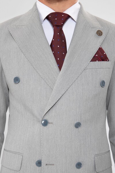 BELFOR - SLIMFIT DUZ KRUVAZE TAKIM ELBISE GRİ