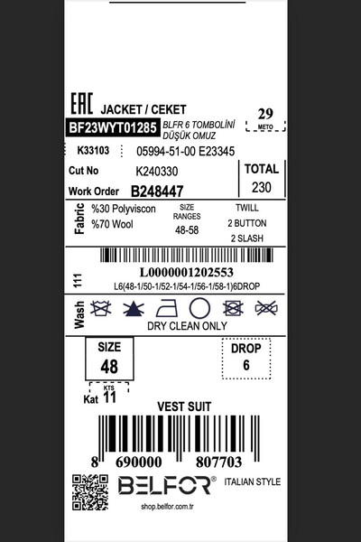 BELFOR - SLIMFIT DUZ YELEKLI TAKIM ELBISE LACİVERT