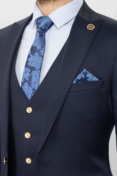 BELFOR - SLIMFIT DUZ YELEKLI TAKIM ELBISE LACİVERT BELFOR - SLIMFIT DUZ YELEKLI TAKIM ELBISE LACİVERT