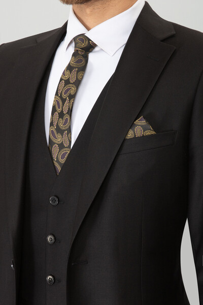 BELFOR - SLIMFIT DUZ YELEKLI TAKIM ELBISE SİYAH BELFOR - SLIMFIT DUZ YELEKLI TAKIM ELBISE SİYAH