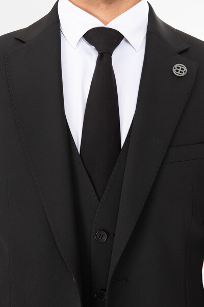 BELFOR - SLIMFIT DUZ YELEKLI TAKIM ELBISE SİYAH