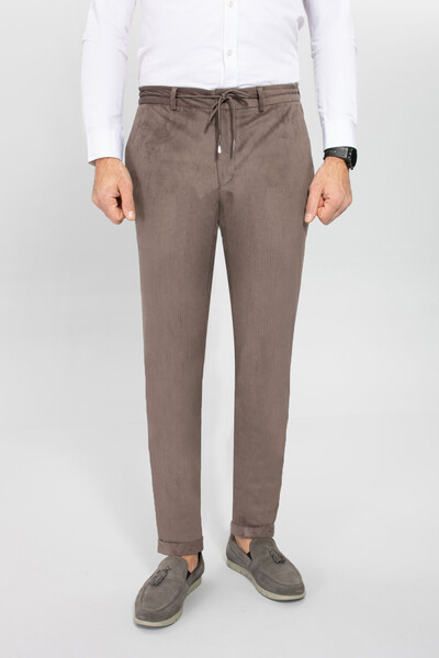 BELFOR - SLIMFIT KADIFE TEK PANTOLON VİZON BELFOR - SLIMFIT KADIFE TEK PANTOLON VİZON