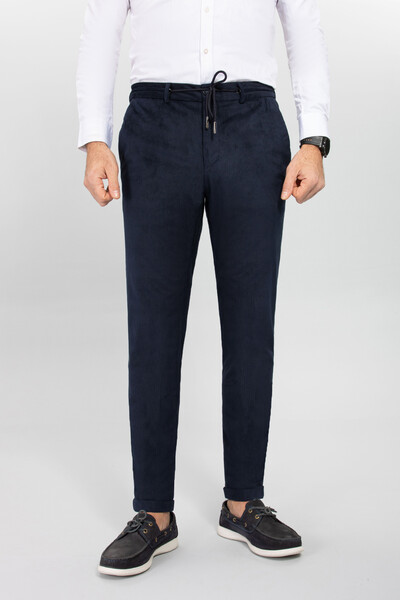 BELFOR - SLIMFIT KADIFE TEK PANTOLON LACİVERT BELFOR - SLIMFIT KADIFE TEK PANTOLON LACİVERT