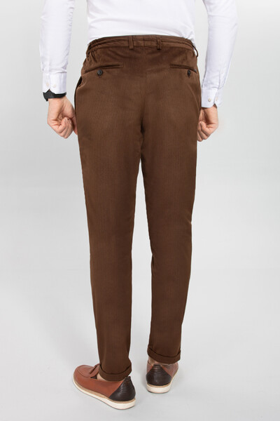 BELFOR - SLIMFIT KADIFE TEK PANTOLON KAHVERENGİ BELFOR - SLIMFIT KADIFE TEK PANTOLON KAHVERENGİ