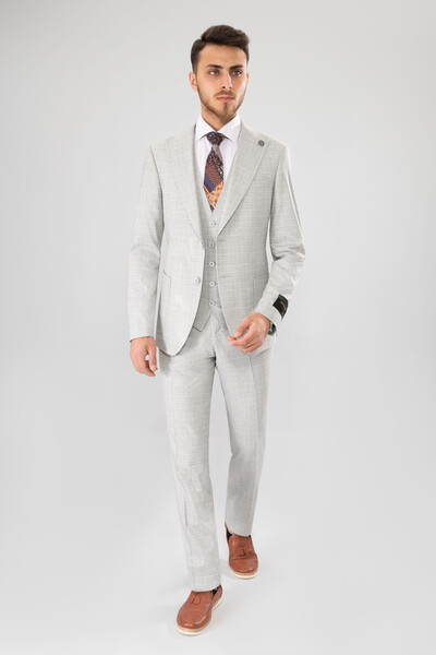 BELFOR - SLIMFIT KARELI YELEKLI TAKIM ELBISE GRİ BELFOR - SLIMFIT KARELI YELEKLI TAKIM ELBISE GRİ