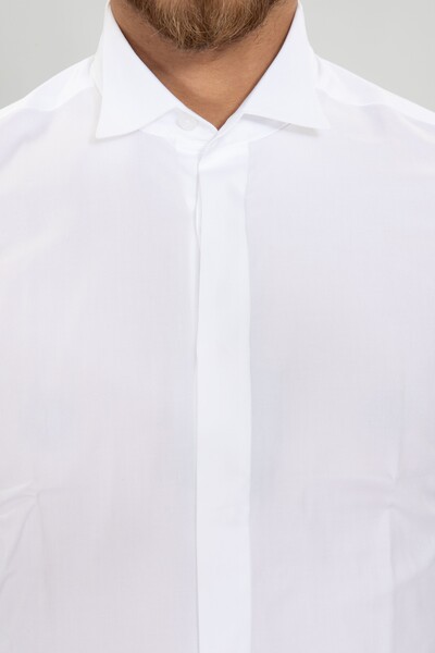 BELFOR - SLIMFIT SATEN DAMATLIK GOMLEK 11036 BEYAZ