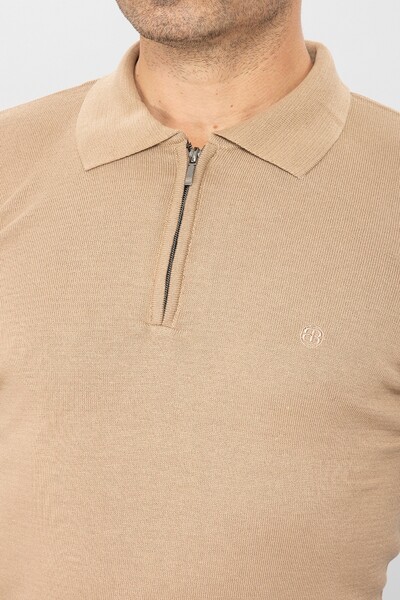 BELFOR - TRIKO KAZAK POLO YAKA FERMUARLI BEJ BELFOR - TRIKO KAZAK POLO YAKA FERMUARLI BEJ