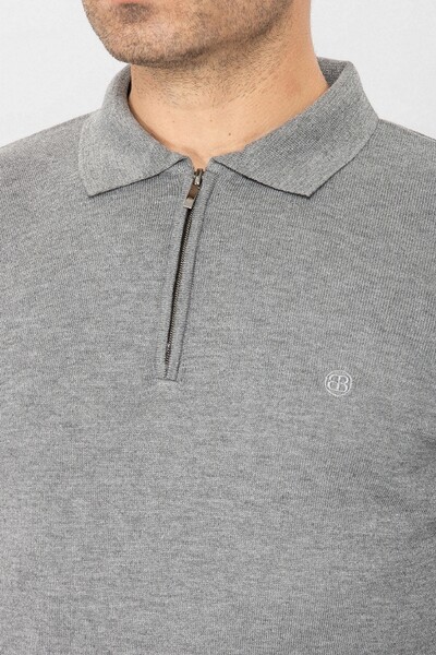 BELFOR - TRIKO KAZAK POLO YAKA FERMUARLI GRİ BELFOR - TRIKO KAZAK POLO YAKA FERMUARLI GRİ