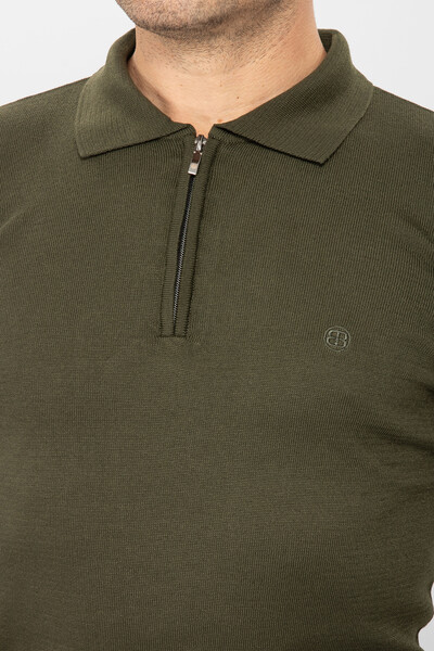 BELFOR - TRIKO KAZAK POLO YAKA FERMUARLI HAKİ BELFOR - TRIKO KAZAK POLO YAKA FERMUARLI HAKİ