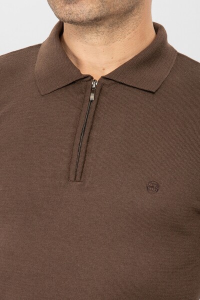 BELFOR - TRIKO KAZAK POLO YAKA FERMUARLI KAHVERENGİ BELFOR - TRIKO KAZAK POLO YAKA FERMUARLI KAHVERENGİ