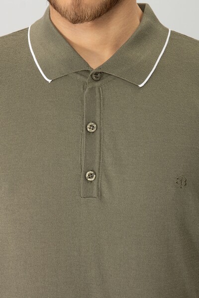 BELFOR - YAKA VE KOL UCU CIZGILI POLO YAKA DUGMELI TRIKO TSHIRT HAKİ BELFOR - YAKA VE KOL UCU CIZGILI POLO YAKA DUGMELI TRIKO TSHIRT HAKİ