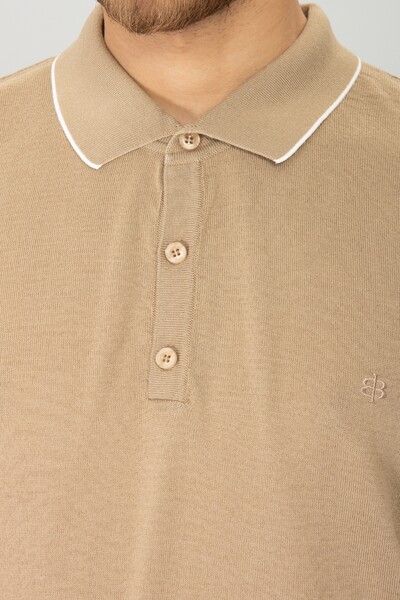 BELFOR - YAKA VE KOL UCU CIZGILI POLO YAKA DUGMELI TRIKO TSHIRT BEJ BELFOR - YAKA VE KOL UCU CIZGILI POLO YAKA DUGMELI TRIKO TSHIRT BEJ