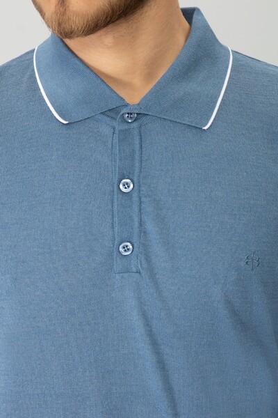BELFOR - YAKA VE KOL UCU CIZGILI POLO YAKA DUGMELI TRIKO TSHIRT MAVİ BELFOR - YAKA VE KOL UCU CIZGILI POLO YAKA DUGMELI TRIKO TSHIRT MAVİ
